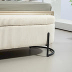 Upholstered Fabric Storage Ottoman with Safety Hinge