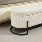 Upholstered Fabric Storage Ottoman with Safety Hinge