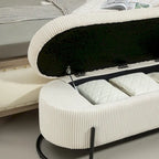 Upholstered Fabric Storage Ottoman with Safety Hinge