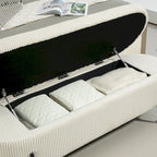 Upholstered Fabric Storage Ottoman with Safety Hinge