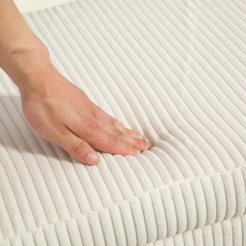 Upholstered Fabric Storage Ottoman with Safety Hinge