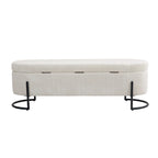 Upholstered Fabric Storage Ottoman with Safety Hinge