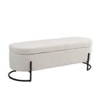 Upholstered Fabric Storage Ottoman with Safety Hinge