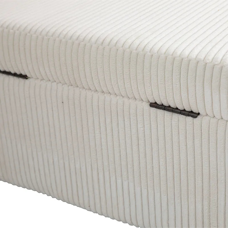 Upholstered Fabric Storage Ottoman with Safety Hinge