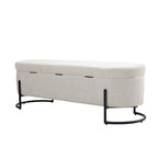 Upholstered Fabric Storage Ottoman with Safety Hinge