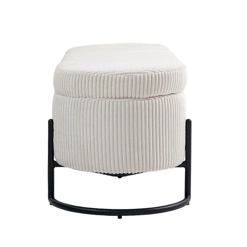 Upholstered Fabric Storage Ottoman with Safety Hinge