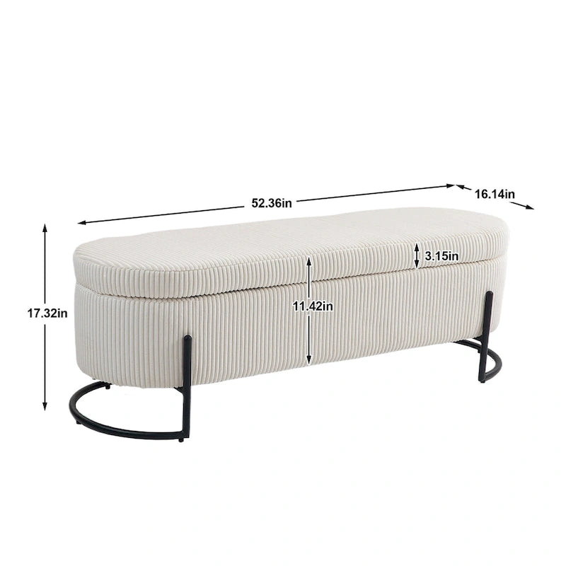 Upholstered Fabric Storage Ottoman with Safety Hinge