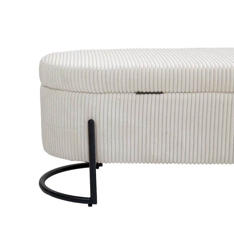 Upholstered Fabric Storage Ottoman with Safety Hinge