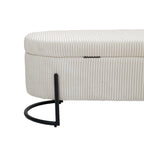 Upholstered Fabric Storage Ottoman with Safety Hinge