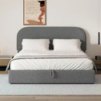 Elegant Upholstered Platform Bed with Curved Headboard