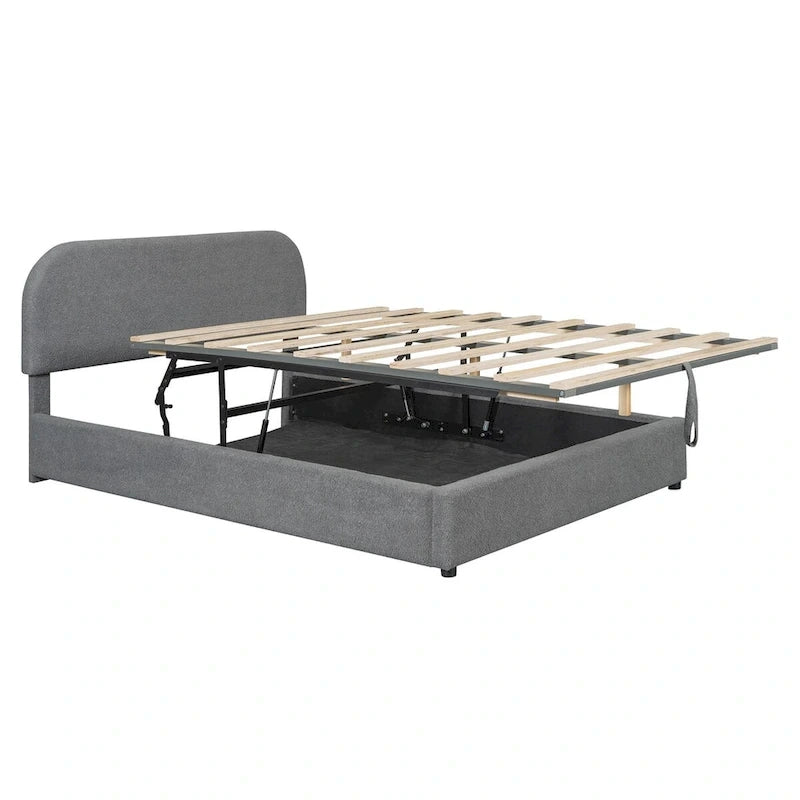 Elegant Upholstered Platform Bed with Curved Headboard
