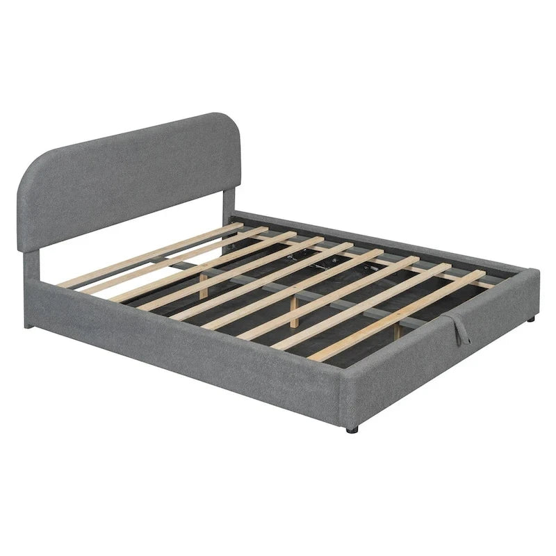 Elegant Upholstered Platform Bed with Curved Headboard