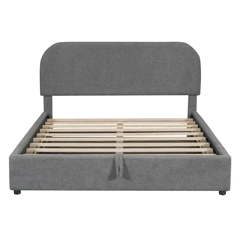 Elegant Upholstered Platform Bed with Curved Headboard