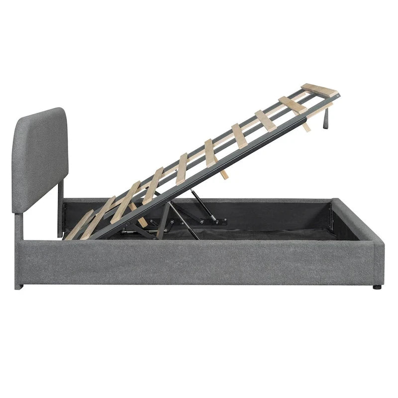 Elegant Upholstered Platform Bed with Curved Headboard