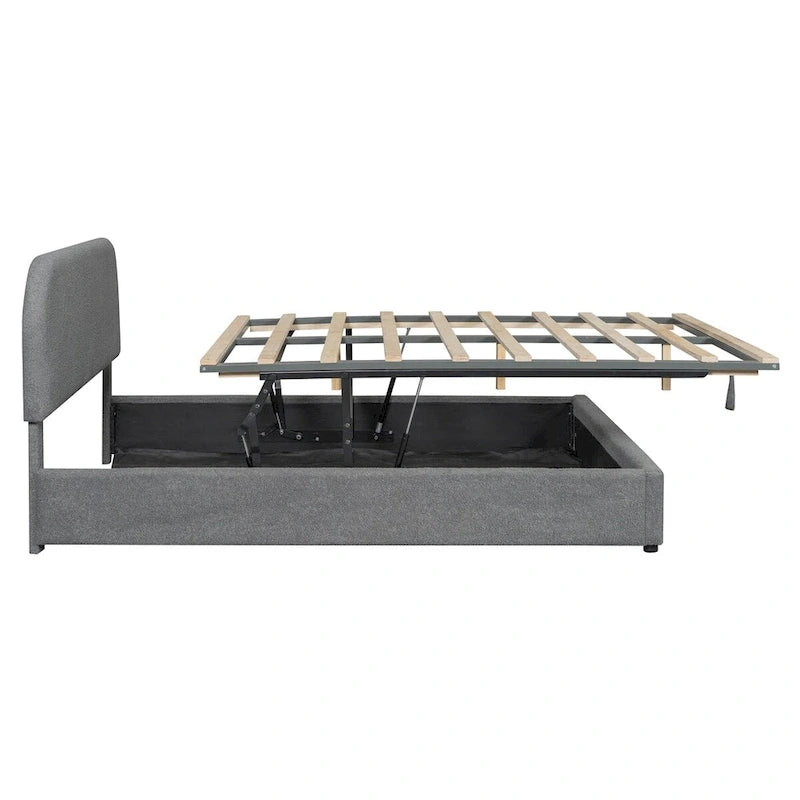 Elegant Upholstered Platform Bed with Curved Headboard