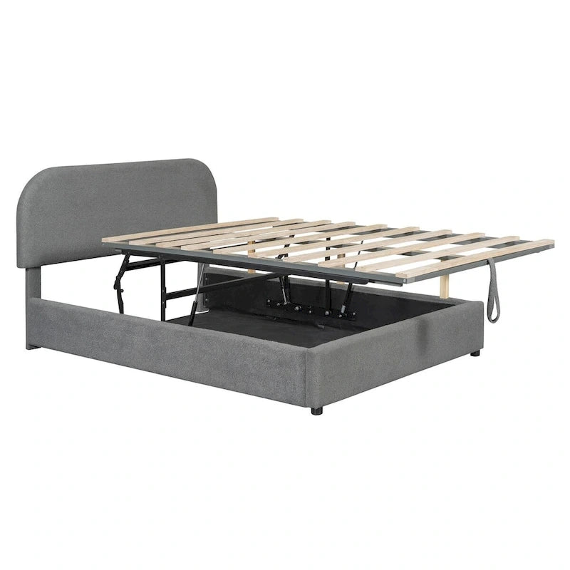 Elegant Upholstered Platform Bed with Curved Headboard