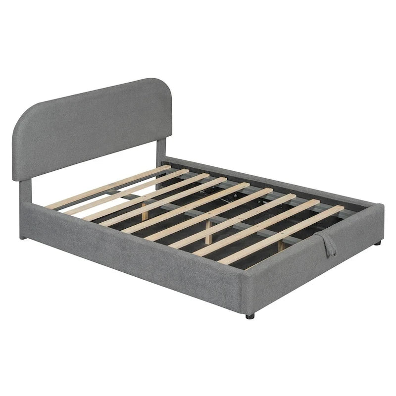 Elegant Upholstered Platform Bed with Curved Headboard