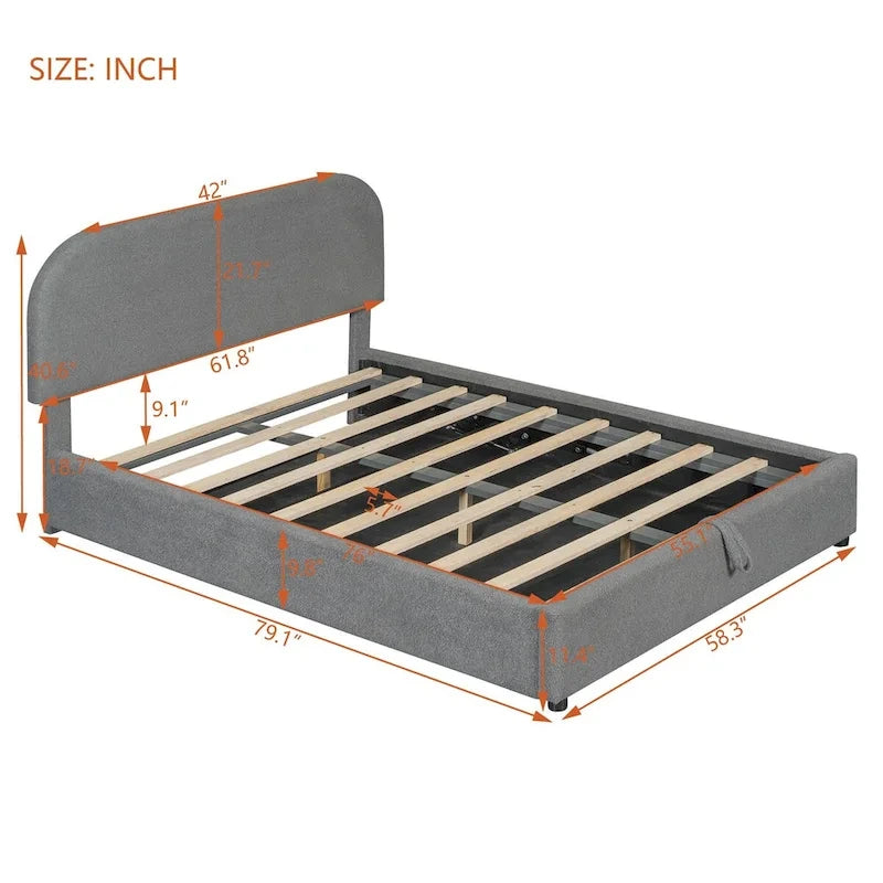 Elegant Upholstered Platform Bed with Curved Headboard