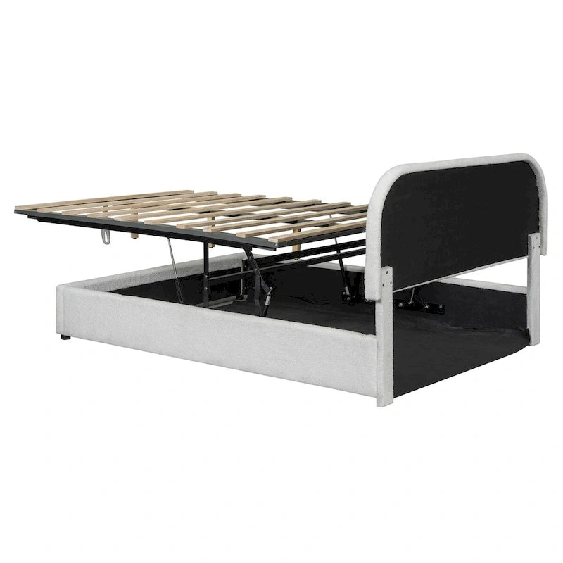 Elegant Upholstered Platform Bed with Curved Headboard