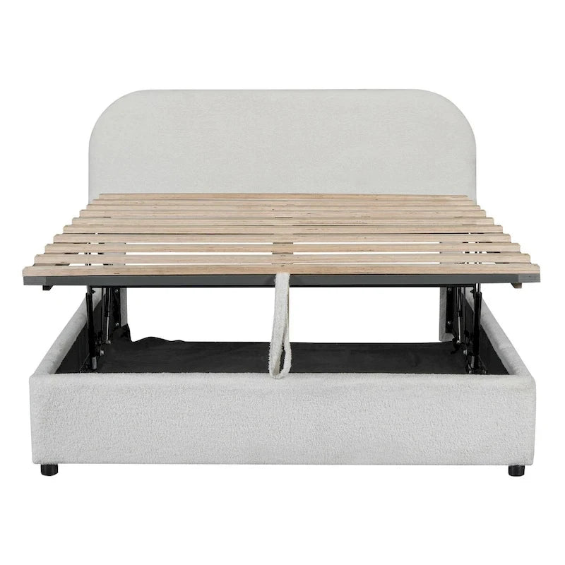 Elegant Upholstered Platform Bed with Curved Headboard