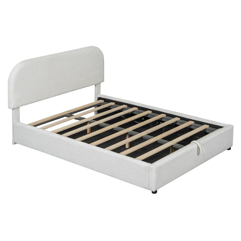 Elegant Upholstered Platform Bed with Curved Headboard